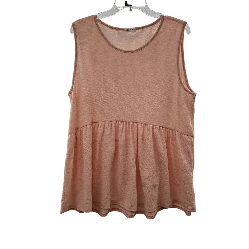 Cotton Bleu Women's Sleeveless Textured Ruffle Hem Top Peach Size XL